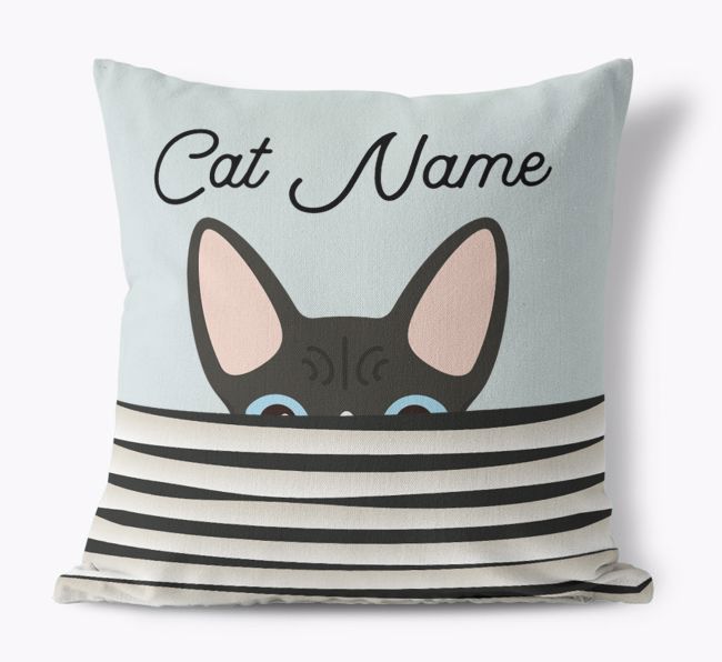 Peeking Cat: Personalized {breedCommonName} Canvas Pillow